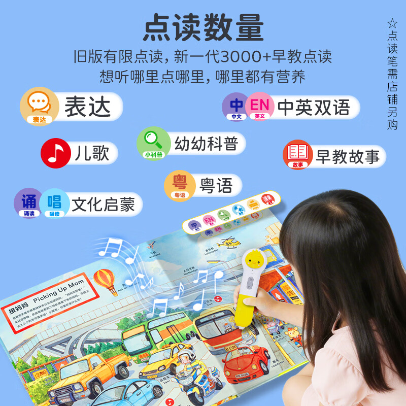 PIYO PEN小鸡球球点读笔 皮皮奇认知大百科 中英双语精装绘本 0-6岁情景认知游戏互动纸板翻翻书 幼儿早教认知启蒙儿童玩具 生日礼物 【买1赠1】皮皮奇认知大百科中英双语早教版