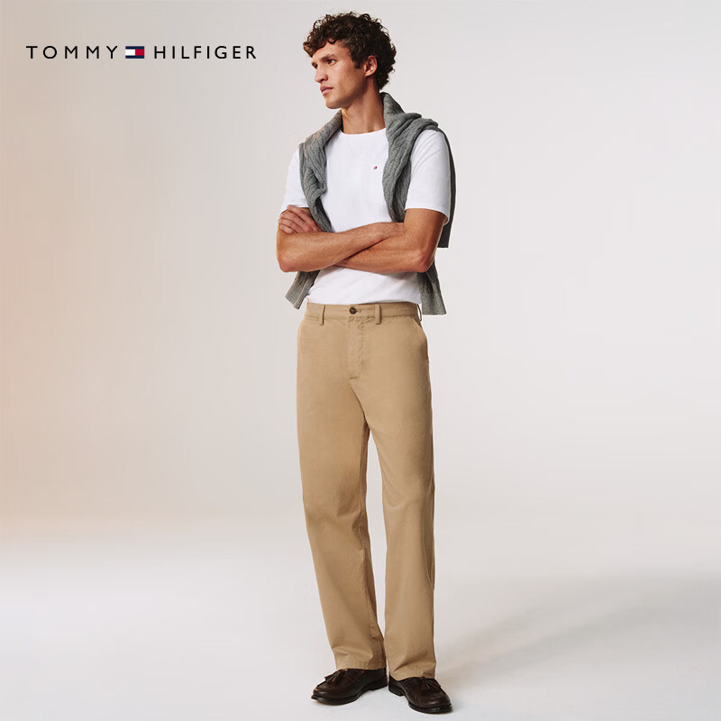 Tommy Hilfiger【弹力直筒】26春夏新款男装潮流多色通勤商务西裤休闲长裤 卡其色7UY -直筒版-正常拍 33 （2.6尺）
