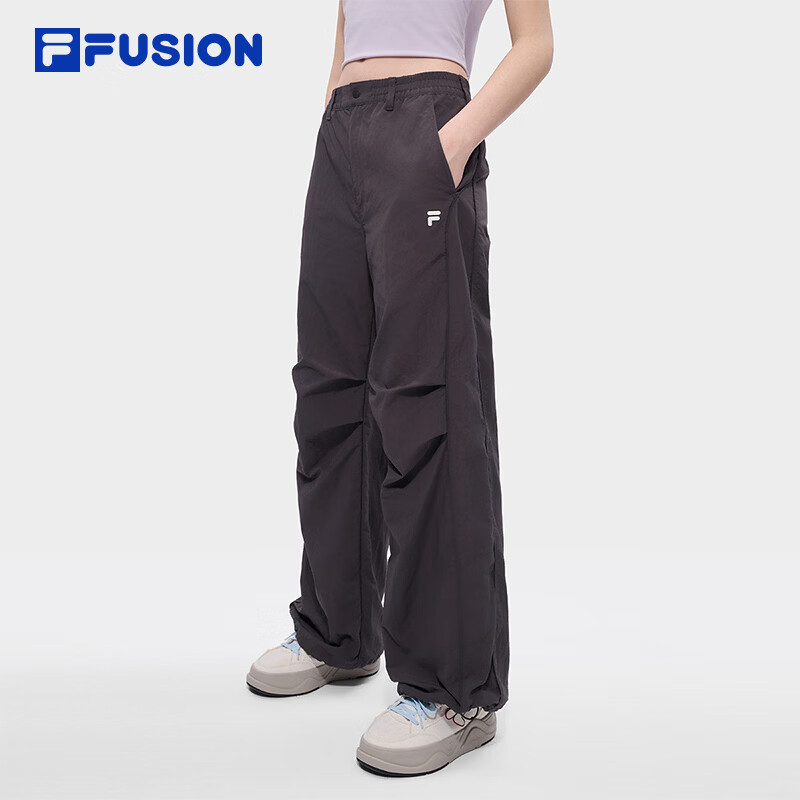 FILA FUSION斐乐潮牌梭织长裤女2026夏季新款休闲宽松宽松工装裤 墨翀灰-GY M 165/66A/M