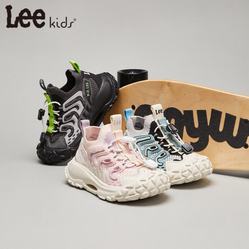 Lee童鞋春夏季新款儿童运动鞋椰子鞋男童休闲跑步鞋女大童 黑色 36 【建议脚长223-228mm】