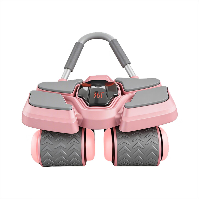 361°健腹轮自动回弹肘撑四轮健身运动器材腹肌训练器瘦肚子收腹练腹肌 特大橙黑色【智能数显+自动回弹】(送跪垫)