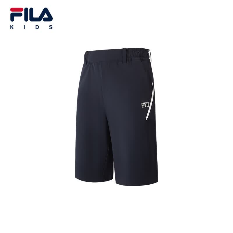 FILA 斐乐童装男大童梭织五分裤2026夏季新款儿童运动短裤 RD宝蓝-NV 150