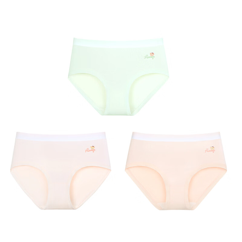 久岁伴女士10A抑菌【首穿免洗】三角内裤3条少女莫代尔桑蚕丝裆母亲节 【樱花粉+自然肤+薄荷绿】 3条 XL (170) 体重:115-150