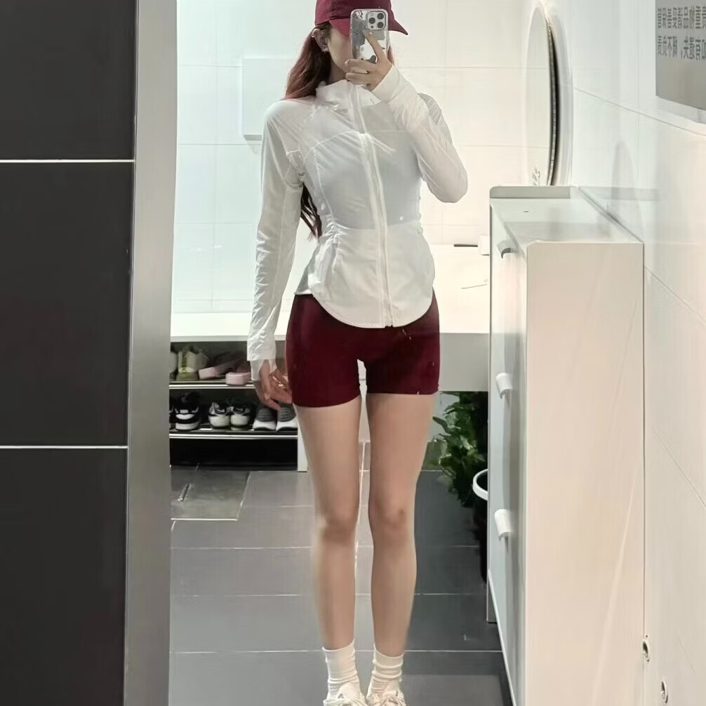 LULU露露goal smasher防晒衣皮肤衣外套修身显瘦瑜伽夹克速干轻薄透气 白色防晒衣 (带标) XL /8码(115-130斤)