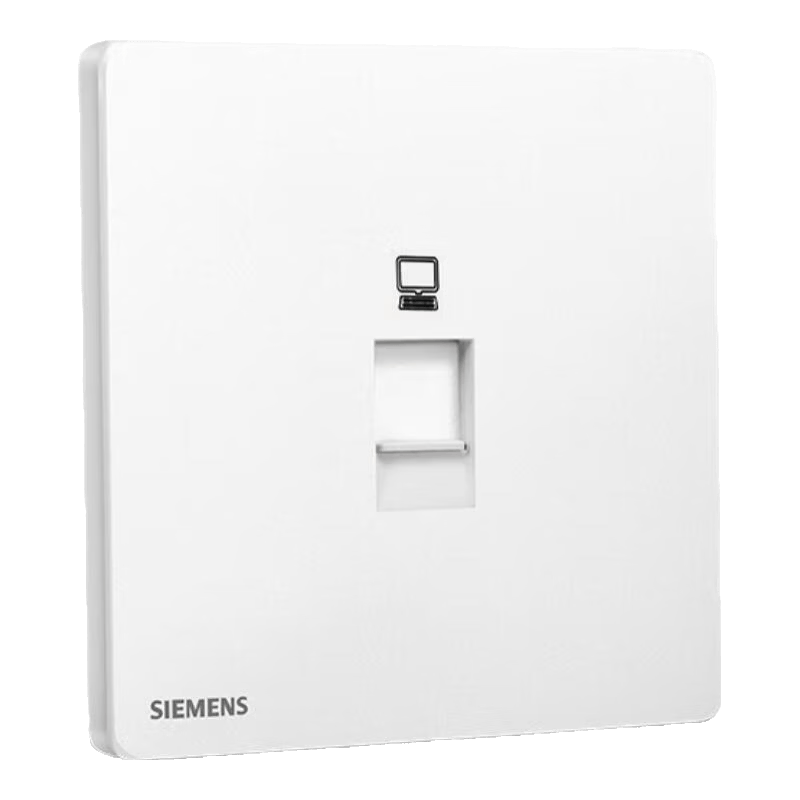 西门子（SIEMENS）开关插座面板 五孔电源哑光纤薄墙面86型官方旗舰 驭彩奶油白色 六类千兆电脑插座