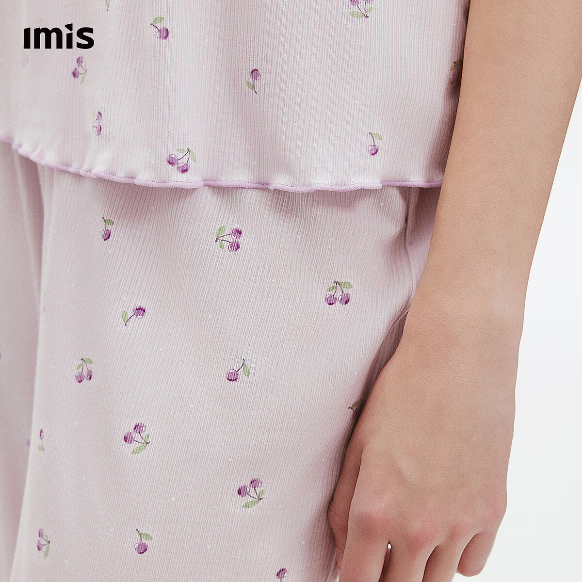 爱美丽【包上恩同款】小樱桃香氛睡眠衣天丝短袖长裤家居服夏季IM46CHN1 紫印花YH9 XL 170