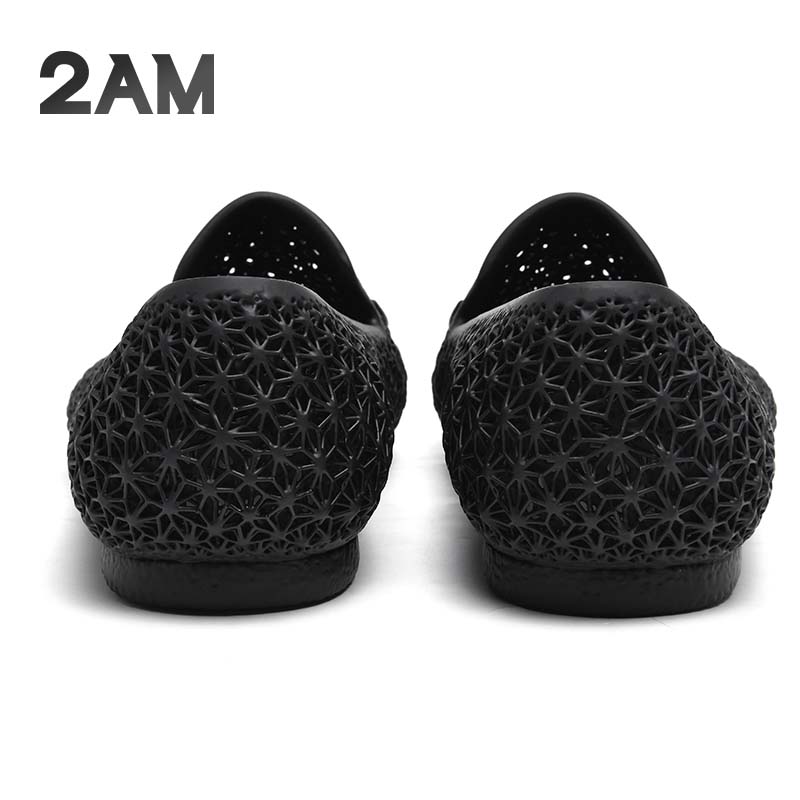 2AM4D打印一体乐福鞋轻便舒适豆豆鞋套脚商务3D打印休闲鞋 黑色 39
