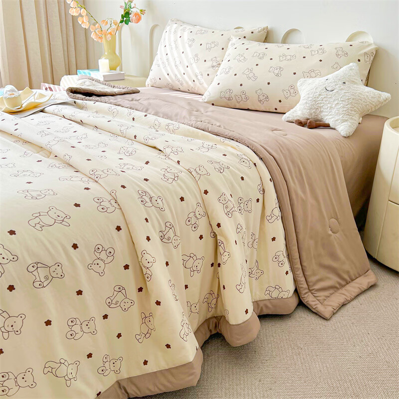 软贝A类夏凉被 混纺棉花被 空调被可机洗纤维被子被芯夏季午睡盖被 小熊博士 180x200cm单夏被