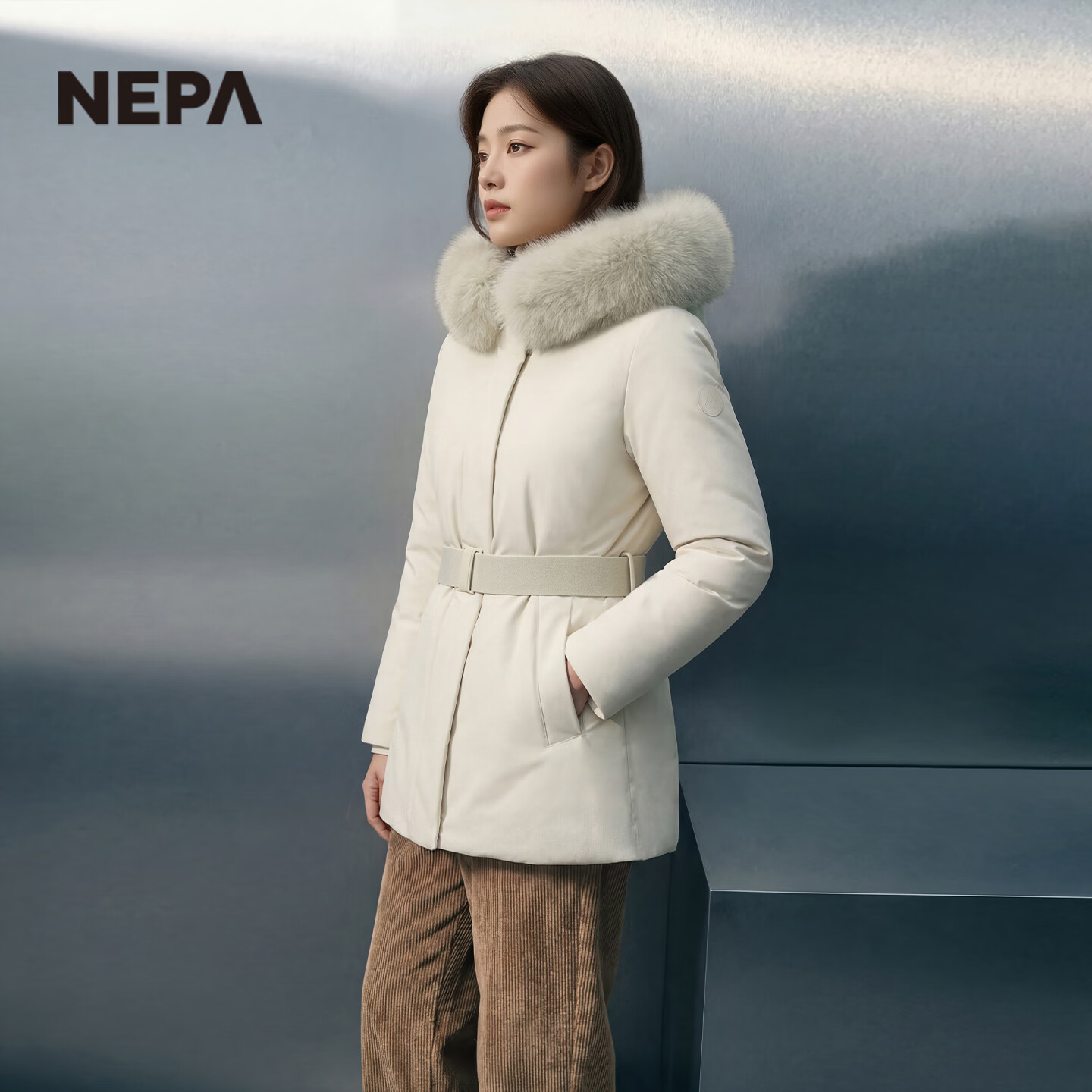 NEPA耐葩韩国进口秋冬户外女羽绒服防风中长款保暖轻量羽绒服CJ82077 桦褐色D17 M (100) 170/92A