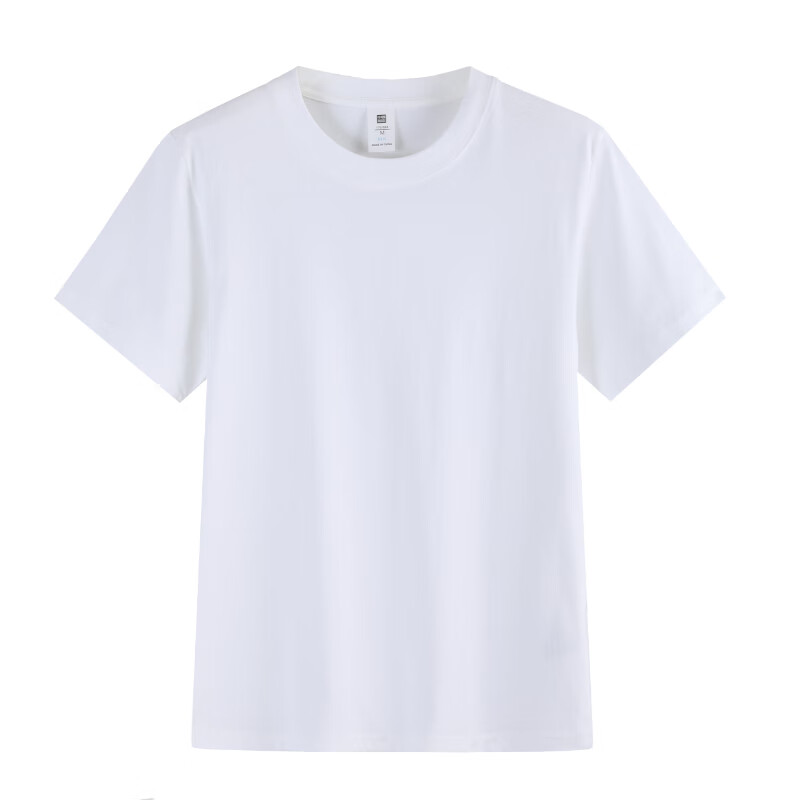 尺度保罗100%纯棉短袖T恤夏季重磅新疆长绒棉半袖t恤小白T恤男圆领打底衫 SX301白色 M 推荐95-120斤