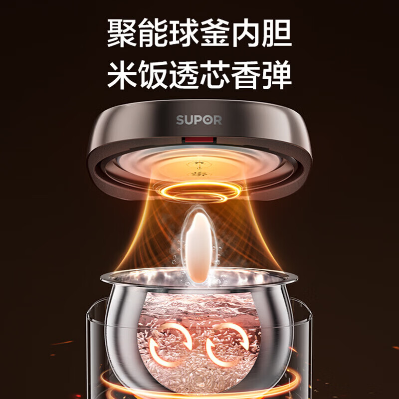 苏泊尔（SUPOR）【2026新品】0涂层球釜电饭煲电饭锅5L家用5-8人智能预约多功能蒸煮一体316L不锈钢柴火饭杂粮饭 0涂层球釜 5L