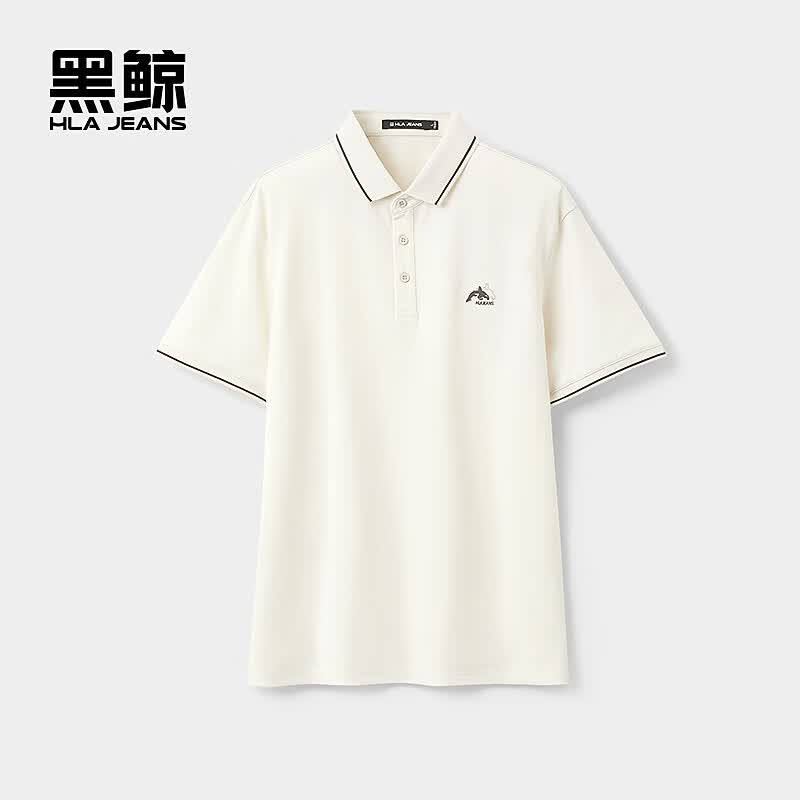 黑鲸海澜之家旗下时尚短袖polo衫男夏季时尚翻领套头 条纹翻领-米杏06 CNTPW25002A L