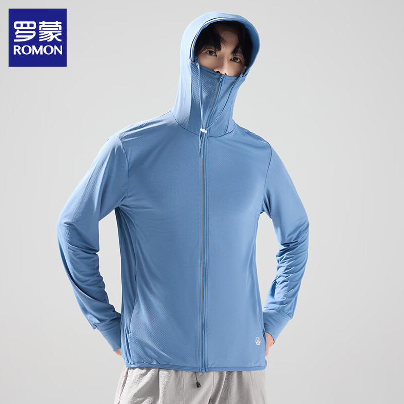 罗蒙（ROMON）情侣防晒衣男女夏季轻薄透气外套防紫外线户外运动皮肤衣 铁石蓝-男款 XL