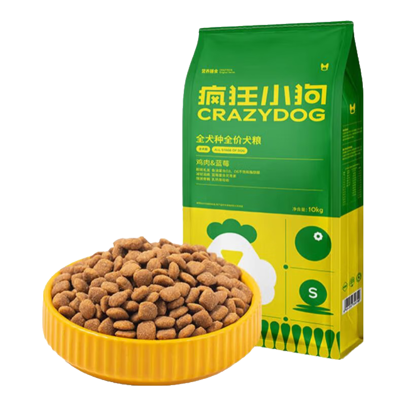 疯狂小狗狗粮鸡肉蓝莓味10kg 金毛泰迪中大小型犬幼犬成犬通用粮 20斤 鸡肉蓝莓|全犬通用10kg