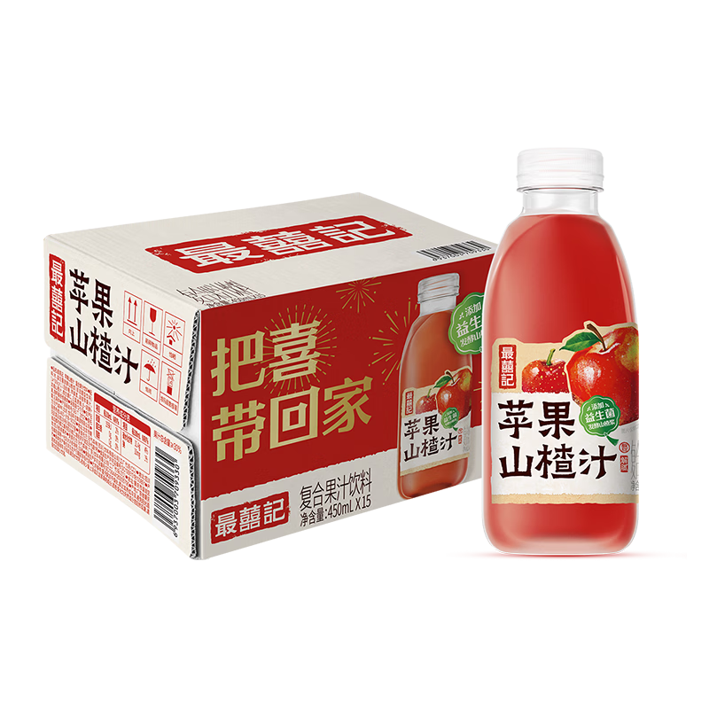 元气森林最喜记-复合果汁饮料-苹果山楂汁 400mL*15瓶 聚餐解腻