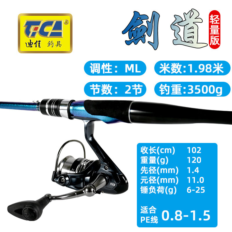 迪佳路亞竿版fuji導(dǎo)環(huán)馬口翹嘴鱸ML M調(diào)性直柄槍柄釣魚竿 1.98m 直柄ML_(不含搖輪)