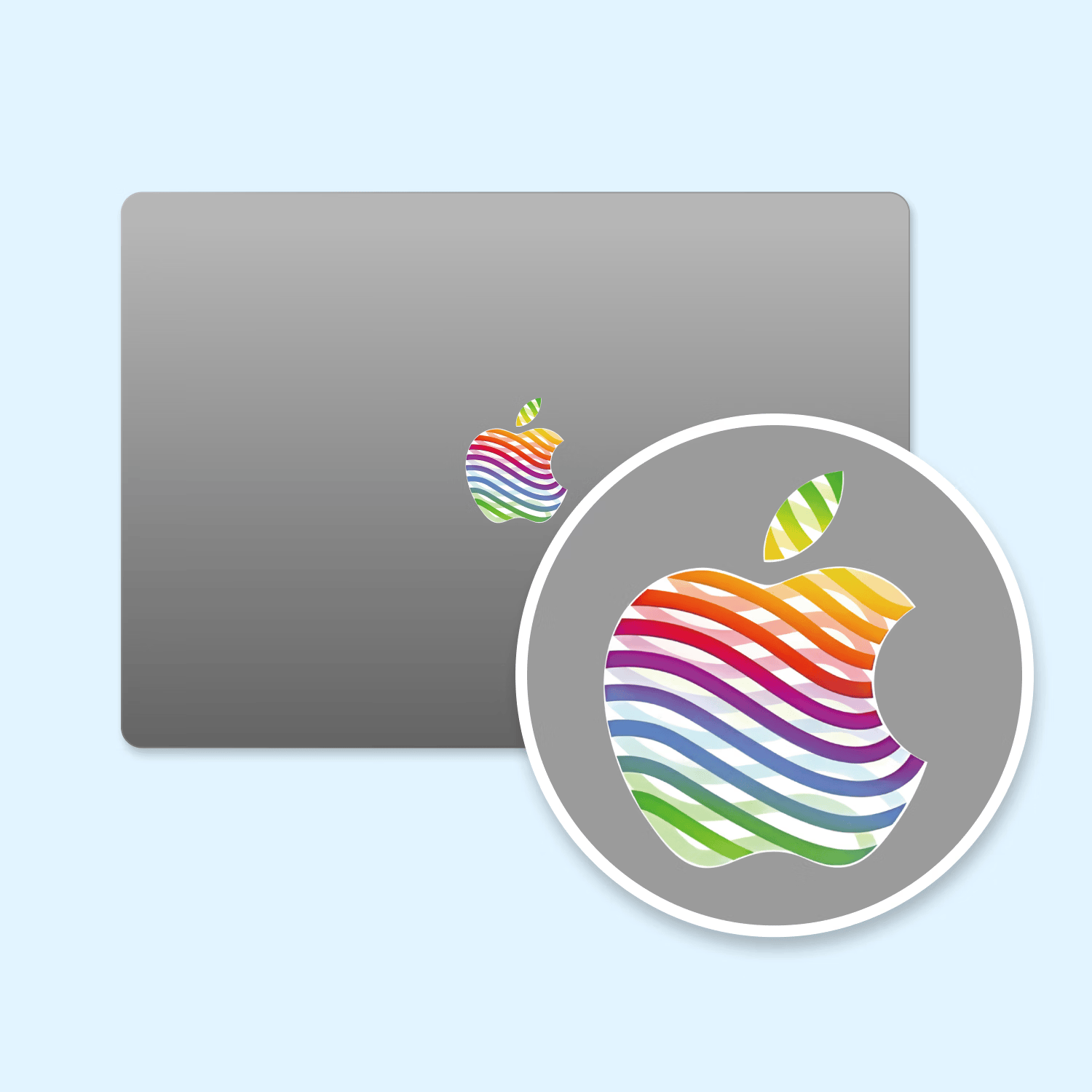 SkinATPro14/16 M5创意Logo贴膜苹果笔记本Air 13/15 logo保护贴MacBook Neo配件电脑笔记本保护贴纸 条纹飞溅 Air 13 (M5-M2)