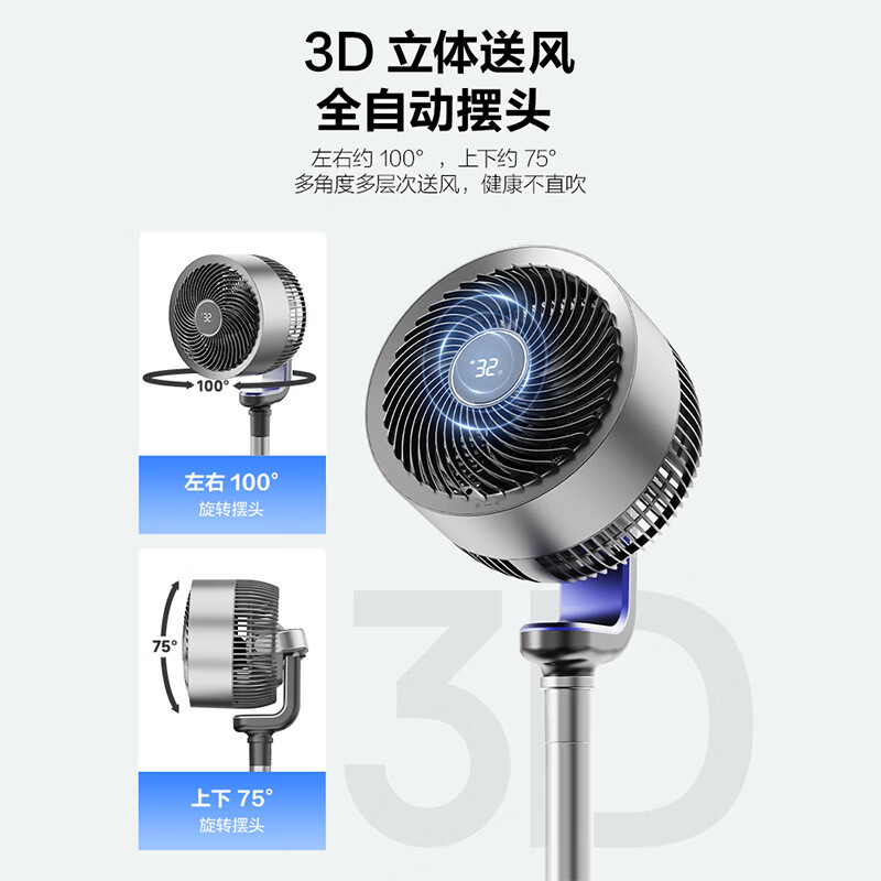 艾美特(AIRMATE)“天鹅Ultra”空气循环扇电风扇语音直流变频家用一级能效卧室安静轻音节能落地扇台式电扇
