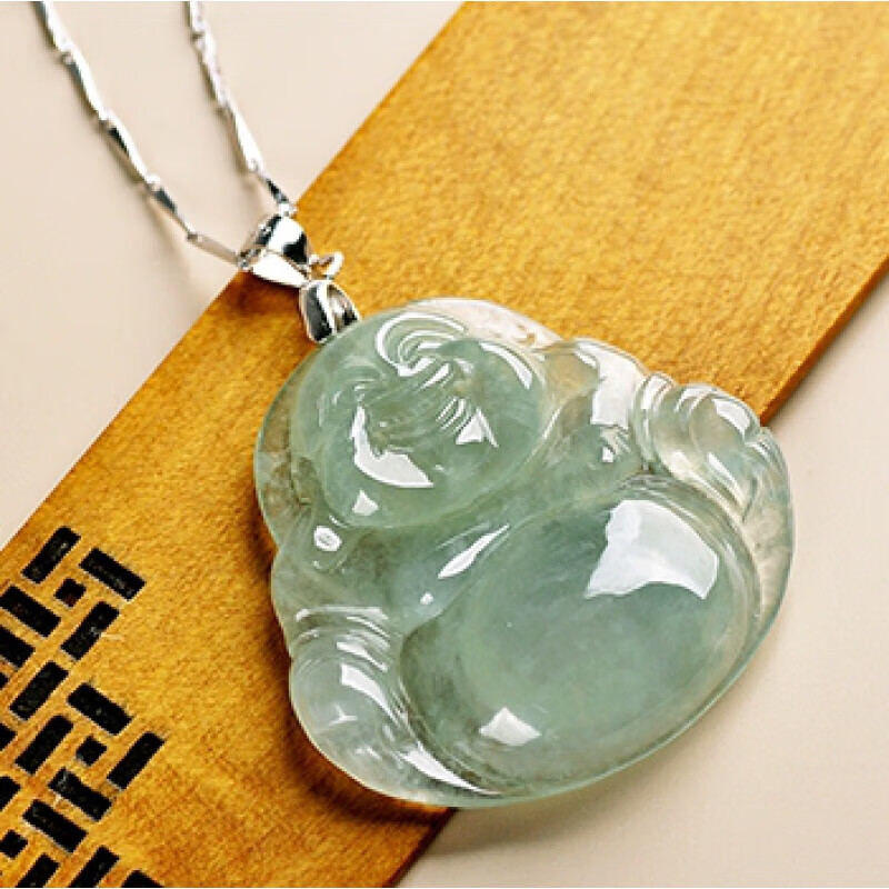 诗栀o翡翠吊坠玉佛吊坠女款笑佛翡翠大肚弥勒佛项链缅甸带玉佛玉