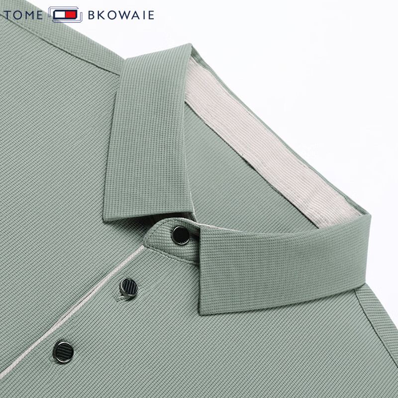 汤米芙兰可短袖t恤男2026夏季新款翻领休闲纯色宽松套头男士上衣 灰色-短袖 3XL (185)（建议170-185斤）