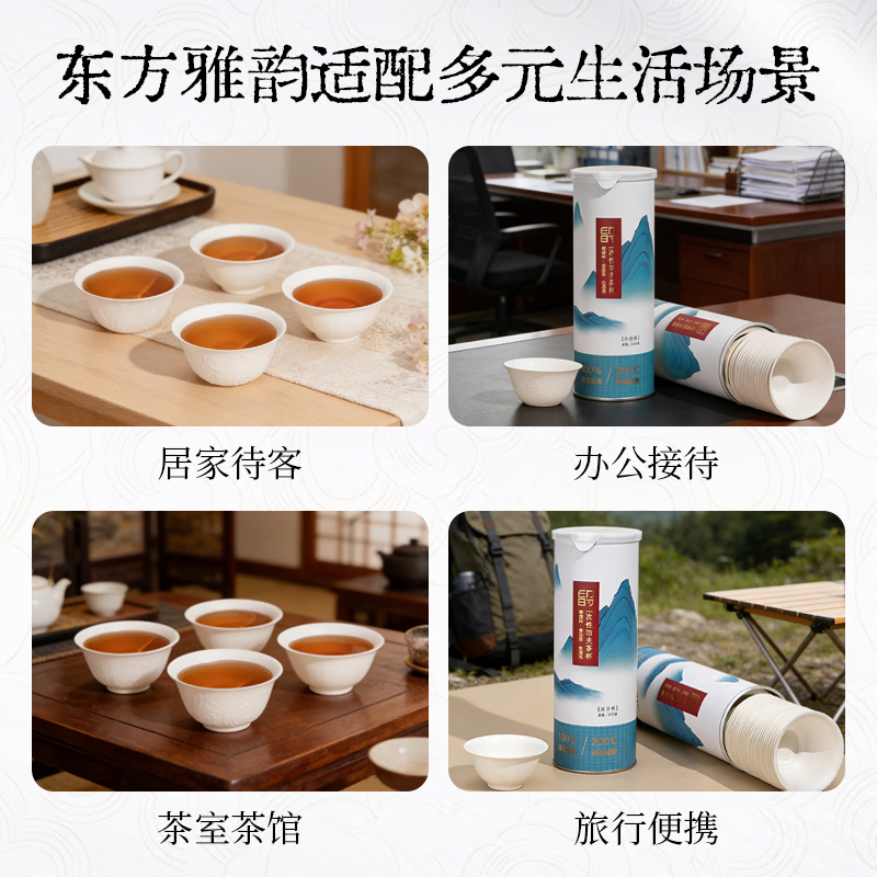 雾玺(wuxi)教师节礼物一次性杯子加厚食品级功夫茶杯高档商务接待露营水杯 白色压手杯 200只/4盒