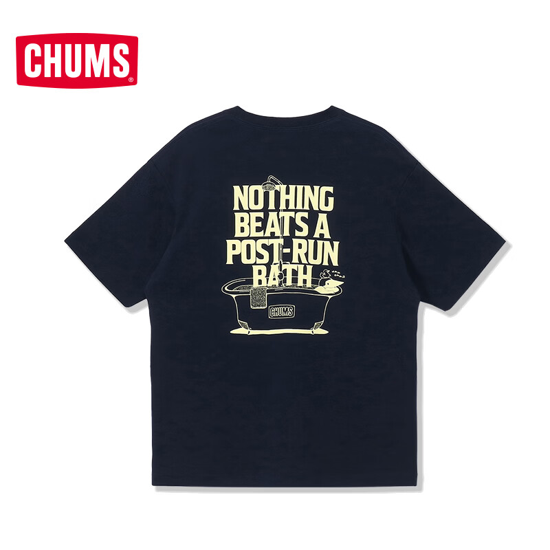 CHUMS洽洽鸟户外运动短袖T恤宽松棉感快干印花情侣休闲上衣CH01-2758 CH01-2758-N001 M （170）