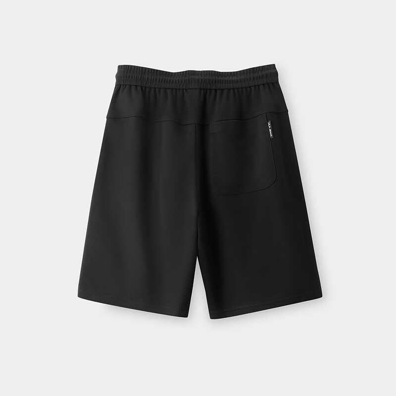 黑鲸(HLAJEANS)海澜之家旗下腰间抽绳休闲中裤男2026年夏季新品直筒短裤 黑色02 2XL