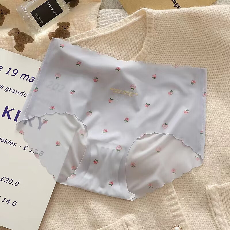 诗莉奥（SHILIAO）内裤女冰丝无痕草莓少女性感蜜桃臀3D面膜裤裸感女生包臀三 混色5条 均码 110-140斤