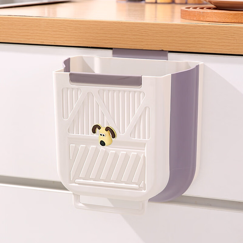 纳有风奶油风挂壁收纳桶加厚可折叠大容量收纳筐家用厨房收纳盒 厨房挂式垃圾桶【中号 送卡通贴】颜色随机*1