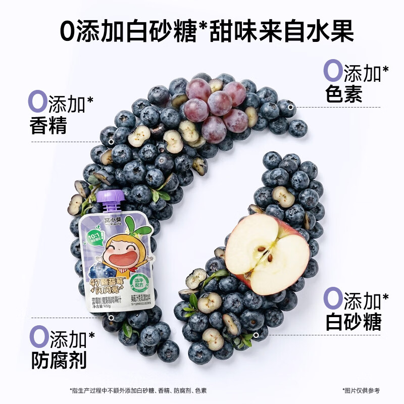 窝小芽 儿童果汁苹果四神汤山楂金银花汁0添加糖饮料享一岁以上宝宝食谱 蓝莓叶黄素酯养养汁 100ml*10袋