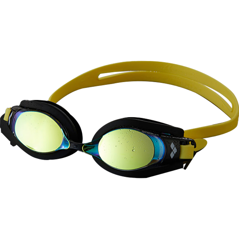阿瑞娜（arena）防雾先锋镀膜/非镀膜近视泳镜游泳眼镜不起雾专业游泳镜男女通用 黄黑/镀膜款（730XM-SMYL） 300度