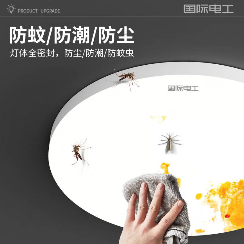 国际电工LED三防节能吸顶灯过道走廊人体红外感应灯声控感应灯楼道雷达灯 18W 三防-雷达感应灯23cm白光