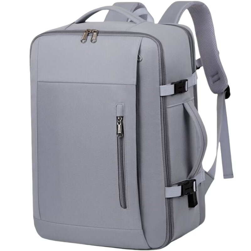 Keating Berus德国进口可扩容双肩包男士行李包大容量学生书包女出差电脑包短途 米白色【扩容标准版】款二 多隔层无侧兜无鞋仓