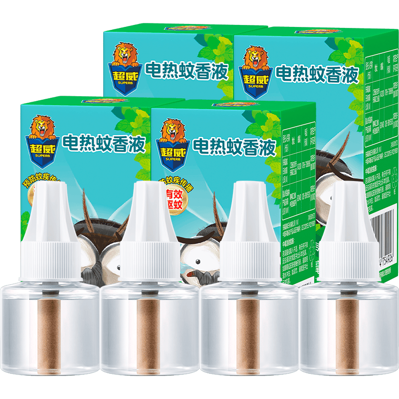 超威电蚊香液灭蚊器非无香薄荷香驱蚊防蚊液补充液 40ml 4瓶（可用240晚）