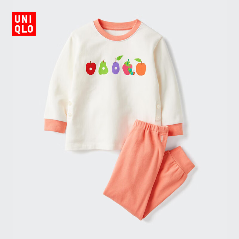 优衣库婴幼儿宝宝UT绘本合作系列睡衣长袖起居服481900 21 浅橙色 100