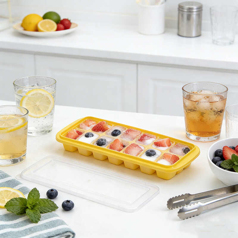 茶花（CHAHUA）制冰盒冰格冰块模具冰箱食品级冰块神器家用自制冻冰冰块盒 【随机颜色】2个装