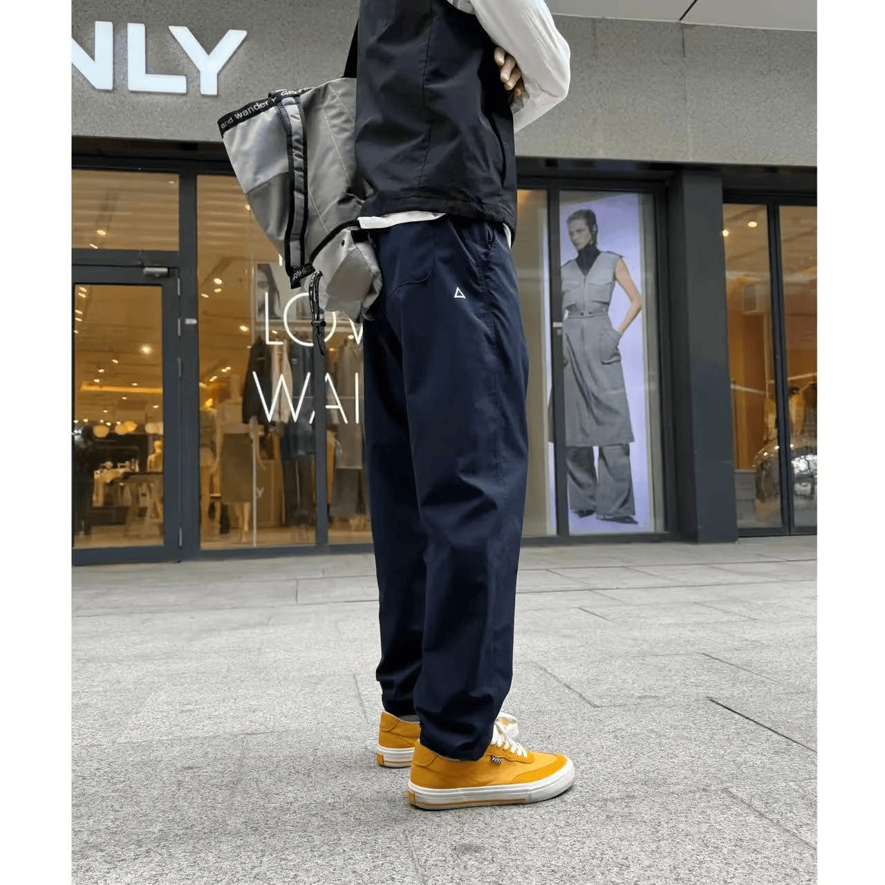 【商场品质】2026春夏新款机能小三角白标宽松休闲裤男女款 藏青色 4XL 【建议195-220斤】