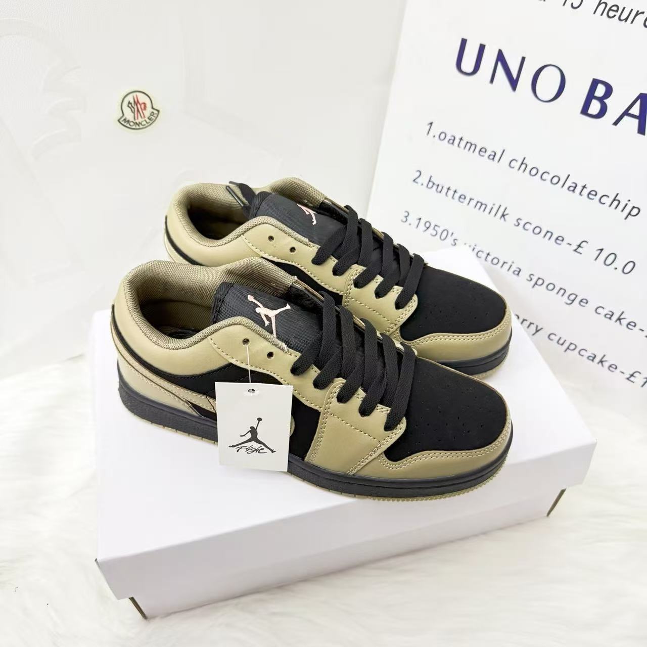 AJNIKER爆款棕黑复古AJ1低帮休闲男女板鞋定制耐磨篮球鞋运动潮流百搭鞋 aj棕黑色实物图所见即所得 44 鞋底摩擦吱吱响