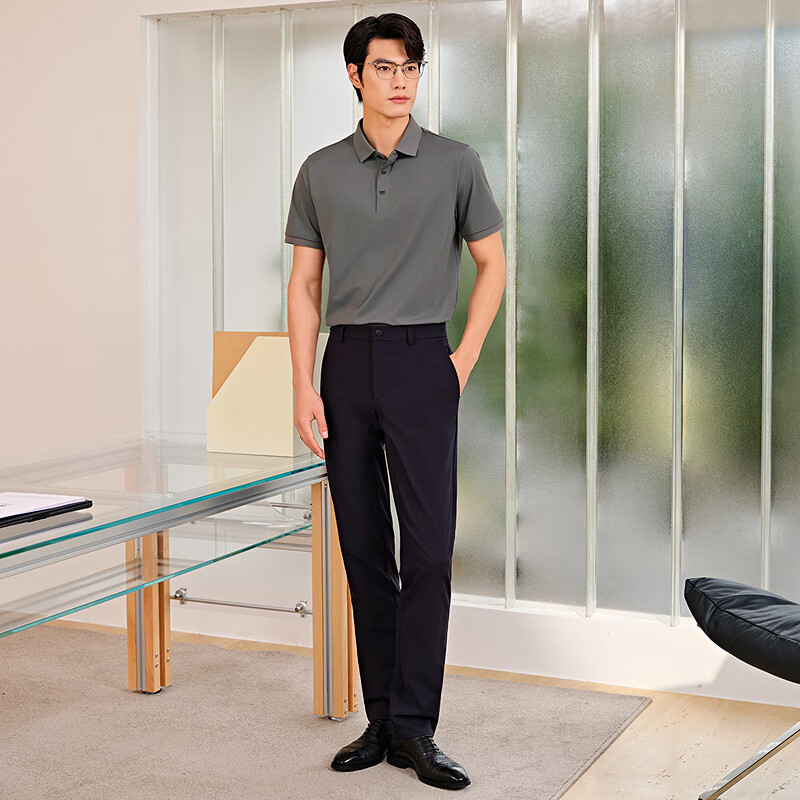 雅戈尔(YOUNGOR)【防晒凉感+抗菌】雅戈尔夏季新款男士短袖POLO衫商务户外翻领T恤 灰色 3XL (推荐180-190斤)
