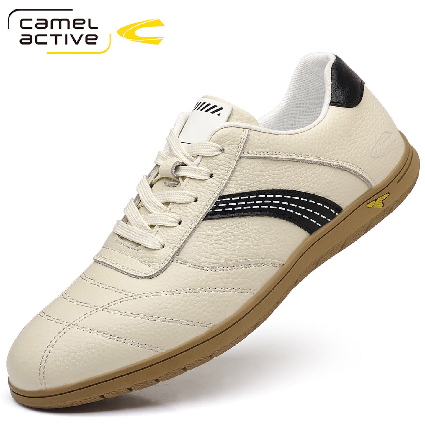骆驼动感(camel active)男士休闲鞋2026春夏透气舒适德训鞋真皮时尚百搭小白鞋男软底轻便 白色 40 (250mm)