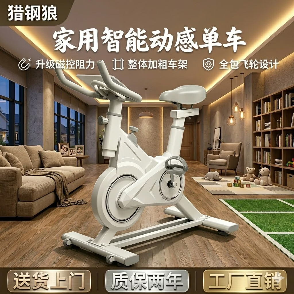猎钢狼【现货立发】动感单车家用静音智能脚踏车室内运动减肥锻炼健身器 黑/经典款（看图二）