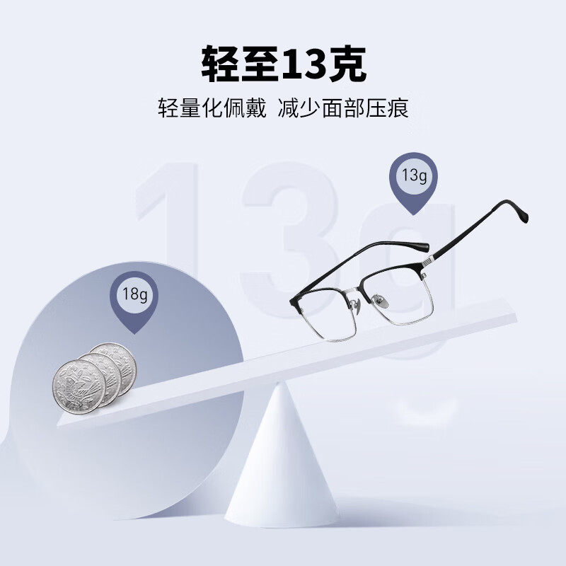 蔡司（ZEISS）镜片感光变色纯钛近视眼镜男款防蓝光辐射可配度数斯文半框眼镜架 122207 黑银（进口钛材） 配1.56变灰色镜片(0-400度）