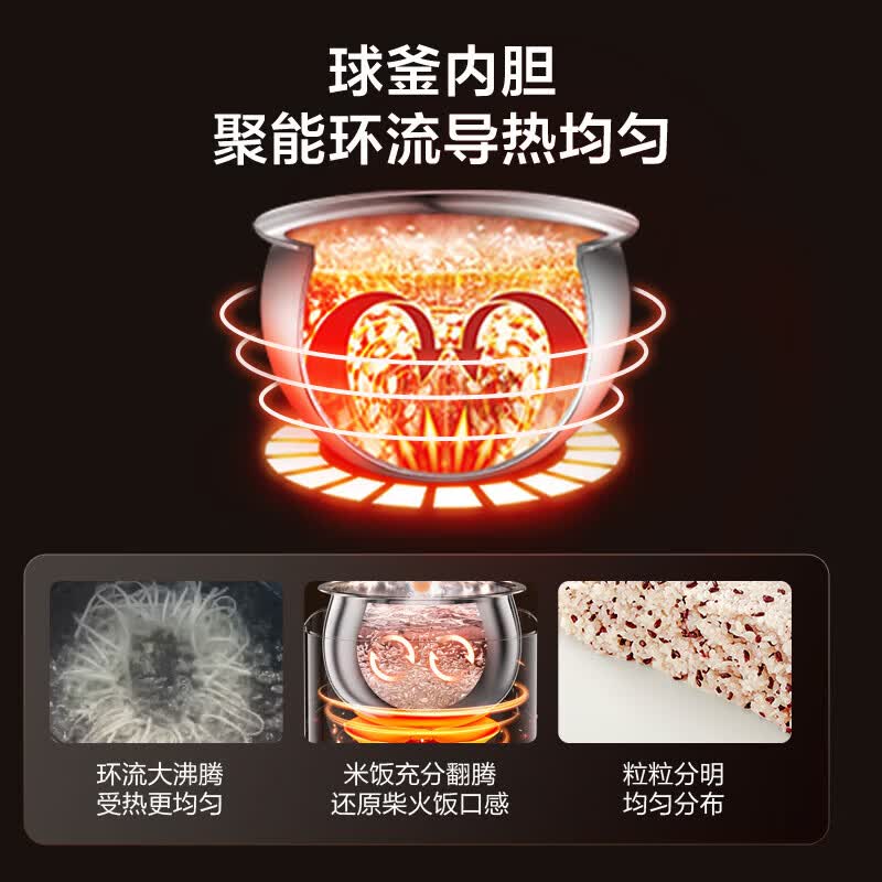 苏泊尔（SUPOR）【2026新品】0涂层球釜电饭煲电饭锅5L家用5-8人智能预约多功能蒸煮一体316L不锈钢柴火饭杂粮饭 0涂层球釜 5L