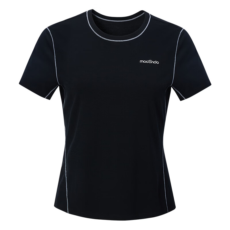 马孔多（macondo）原创单品26SS男女款羊毛运动短袖吸湿透气马拉松训练可机洗短袖 女款（黑色） 2XL