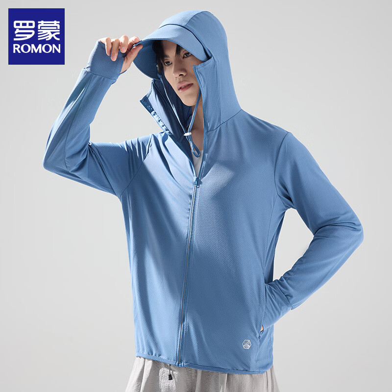 罗蒙（ROMON）情侣防晒衣男女夏季轻薄透气外套防紫外线户外运动皮肤衣 铁石蓝-男款 XL