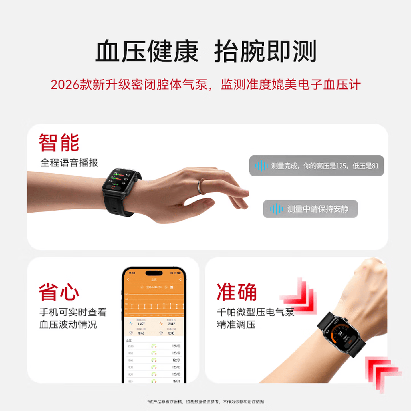 lieve鸿蒙华为机适用手表测血压测心率血氧血糖血脂尿酸睡眠心电心脏预警智能健康监测手表手环 顶配版黑皮【全自动气泵测量+ECG心电实时图】 蓝牙通话+远程关爱+NFC门禁+语音播报提醒