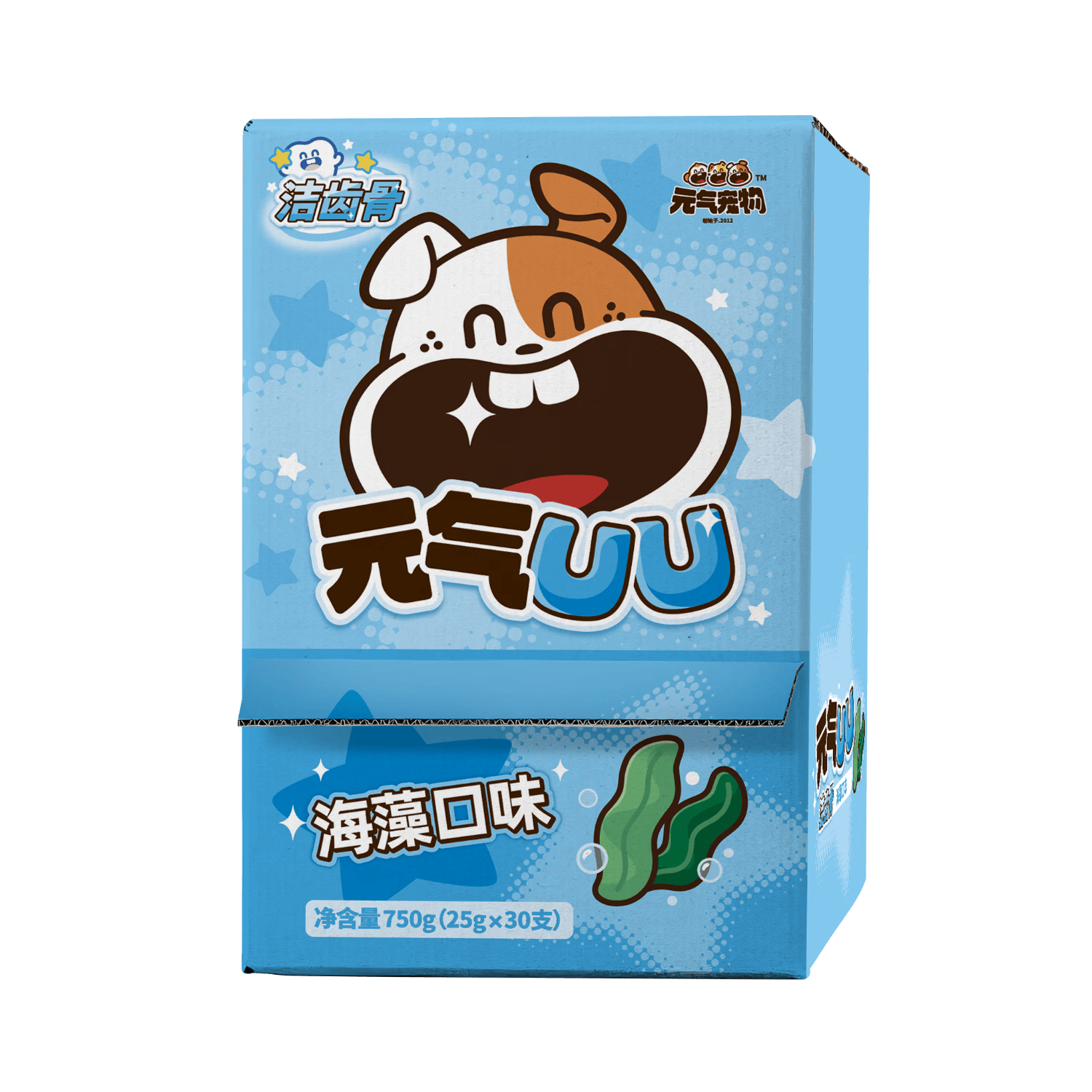 元气宠物元气UU磨牙棒宠物狗狗零食洁齿骨狗咬胶成犬类零食 海藻口味 750g(25g*30)/盒
