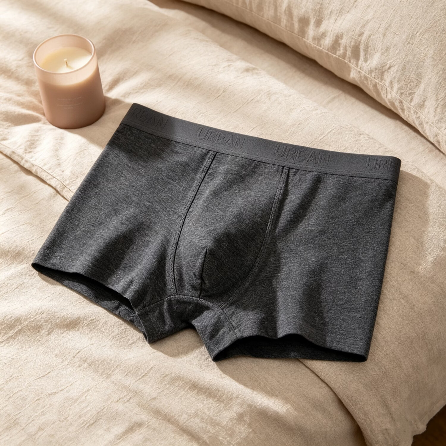 B.JOBSEN男士内裤纯棉a类棉7A抗菌平角裤秋冬透气大码男生纯棉四角内裤 浅麻灰 2条 2XL