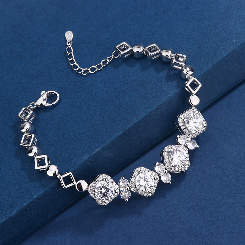 锆石手链ins风微镶简约女款 白金色手链【16+3cm】 京东折扣/优惠券