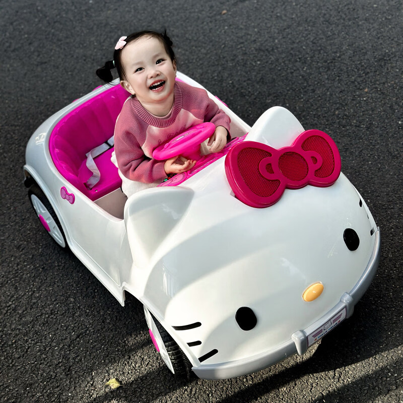 探途乐helloKitty猫儿童电动车可坐人四轮汽车女孩可遥控玩具车宝宝童车 KT小猫-12V加大电瓶-双驱-蓝牙早教-摇摆-遥控 电力驱动
